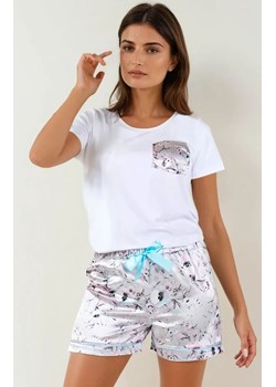 Krótka piżama damska Happiness, Kolor biało-szary, Rozmiar S, Momenti per me ze sklepu Intymna w kategorii Piżamy damskie - zdjęcie 187987905