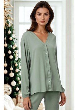 Długa piżama damska rozpinana Pure Harmony, Kolor miętowy, Rozmiar S, Momenti per me ze sklepu Intymna w kategorii Piżamy damskie - zdjęcie 187987926