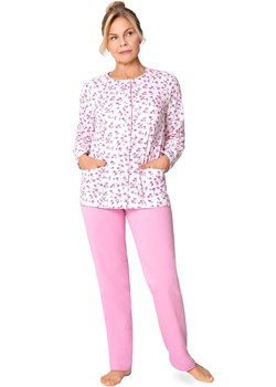 Długa bawełniana piżama damska rozpinana Maria III 202 34, Kolor biało-różowy, Rozmiar 2XL, MARTEL ze sklepu Intymna w kategorii Piżamy damskie - zdjęcie 187988049