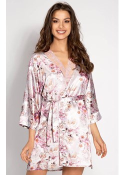 Peniuar szlafrok damski satynowy Sublime, Kolor srebrno-różowy, Rozmiar S/M, Momenti per me ze sklepu Intymna w kategorii Szlafroki damskie - zdjęcie 187988115