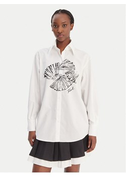 KARL LAGERFELD Koszula B1W11002 Biały Relaxed Fit ze sklepu MODIVO w kategorii Koszule damskie - zdjęcie 187989197