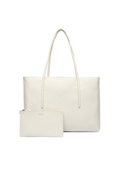 Calvin Klein Torebka Emblem Aop Tote W/ Pouch LV04F3266G Écru ze sklepu MODIVO w kategorii Torby Shopper bag - zdjęcie 187989346