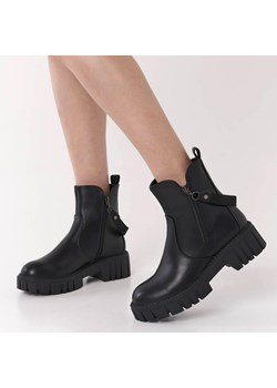 Czarne botki damskie na platformie Sergio Leone Tr888 ze sklepu suzana.pl w kategorii Botki - zdjęcie 187990218