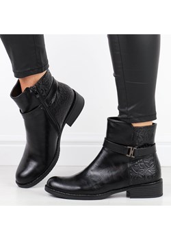 Czarne płaskie botki damskie zimowe M.Daszyński Am48-69 23 ze sklepu suzana.pl w kategorii Botki - zdjęcie 187990365