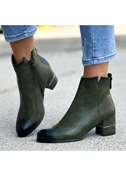 Zielone botki damskie na słupku M.Daszyński Sa125a-2 ze sklepu suzana.pl w kategorii Botki - zdjęcie 187990376