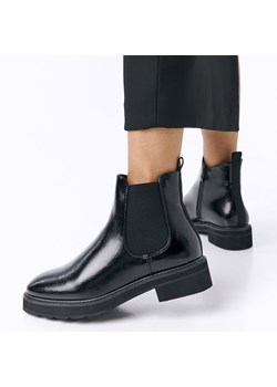 Czarne botki damskie Sergio Leone Bt560 Lakier ze sklepu suzana.pl w kategorii Botki - zdjęcie 187990478