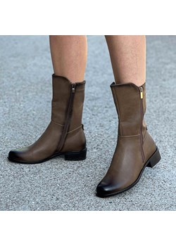 Brązowe wysokie płaskie botki damskie M.Daszyński Sa198-18 ze sklepu suzana.pl w kategorii Botki - zdjęcie 187990546