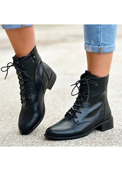 Czarne sznurowane botki damskie M.Daszyński Sa62-91 ze sklepu suzana.pl w kategorii Botki - zdjęcie 187990567