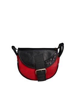 czarno-czerwona torebka damska skórzana Freshman Mini na ramię l ze sklepu Słoń Torbalski w kategorii Listonoszki - zdjęcie 187990705
