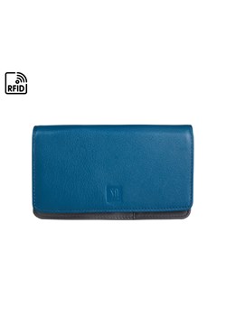 niebiesko-popielaty portfel skórzany damski z dwoma kieszonkami na ze sklepu Słoń Torbalski w kategorii Portfele damskie - zdjęcie 187990719