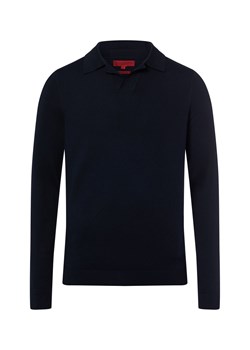 Finshley & Harding Męski sweter z dzianiny Mężczyźni Bawełna granatowy jednolity ze sklepu vangraaf w kategorii Swetry męskie - zdjęcie 187990867