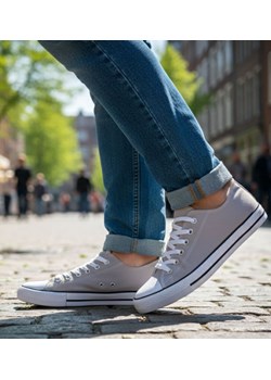 Trampki męskie Sznurowane szare z tkaniny ost493 ze sklepu Pantofelek24.pl w kategorii Trampki męskie - zdjęcie 187993408