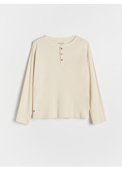 Reserved - Bawełniany longsleeve - kremowy ze sklepu Reserved w kategorii T-shirty chłopięce - zdjęcie 187994158