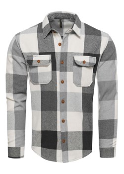 Koszula flanelowa męska w kratę czarno-biała Recea ze sklepu Recea.pl w kategorii Koszule męskie - zdjęcie 187994416