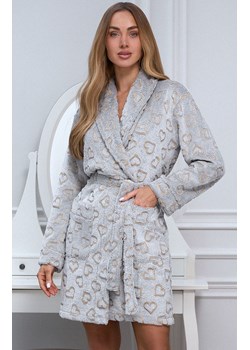 Szlafrok damski z motywem serduszek Luna, Kolor szary-wzór, Rozmiar S, Momenti per me ze sklepu Intymna w kategorii Szlafroki damskie - zdjęcie 187994805