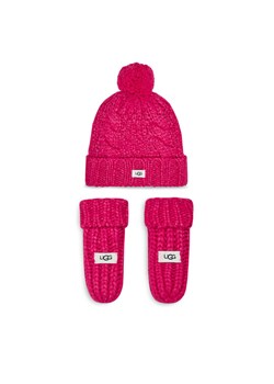 Zestaw Czapka i Rękawiczki Ugg K Infant Knit Set 22726 Różowy ze sklepu eobuwie.pl w kategorii Czapki dziecięce - zdjęcie 187995176
