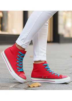 Czerwone trampki z wysoką cholewką /E7-3 7825 S7/ ze sklepu Pantofelek24.pl w kategorii Trampki damskie - zdjęcie 187995618