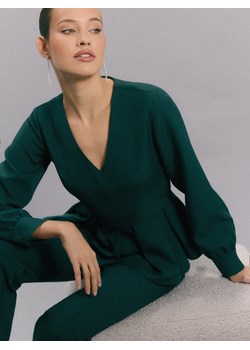 Mohito - Zielona bluzka z falbaną - ciemny zielony ze sklepu Mohito w kategorii Bluzki damskie - zdjęcie 187996038
