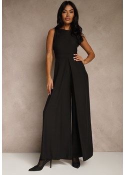 Czarny Taliowany Kombinezon Ozdobiony Zakładkami Berinola ze sklepu renee.pl w kategorii Kombinezony damskie - zdjęcie 187996096