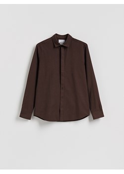 Reserved - Koszula slim z bawełny egipskiej - brązowy ze sklepu Reserved w kategorii Koszule męskie - zdjęcie 187996199
