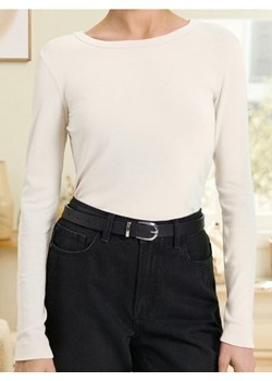 Sinsay - Koszulka z długimi rękawami - kremowy ze sklepu Sinsay w kategorii Bluzki damskie - zdjęcie 187996778