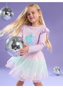 Sinsay - Bawełniana koszulka z połyskującymi cekinami - fioletowy ze sklepu Sinsay w kategorii Bluzki dziewczęce - zdjęcie 187996798