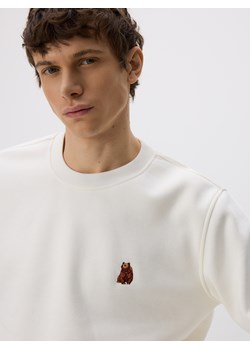 Reserved - Bluza z haftem - złamana biel ze sklepu Reserved w kategorii Bluzy męskie - zdjęcie 187996988