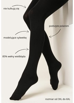 Czarne Termiczne Rajstopy 3XL-6XL z Wełną Wielbłądzią Mocno Kryjące Anetri ze sklepu born2be.pl w kategorii Rajstopy - zdjęcie 187997257