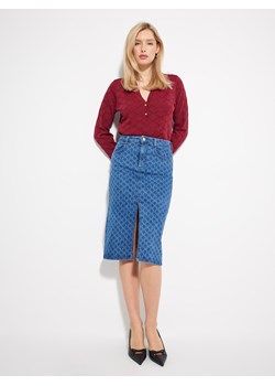 Mohito - Jeansowa spódnica midi - granatowy ze sklepu Mohito w kategorii Spódnice - zdjęcie 187998988