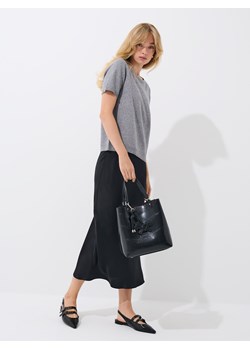 Mohito - Satynowa spódnica midi - czarny ze sklepu Mohito w kategorii Spódnice - zdjęcie 187999237