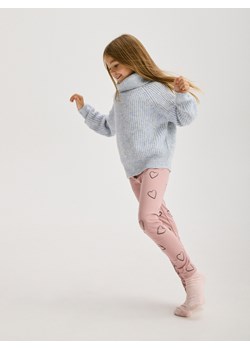 Reserved - Legginsy w serduszka - brudny róż ze sklepu Reserved w kategorii Spodnie dziewczęce - zdjęcie 188001317