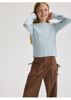 Reserved - Prążkowana koszulka - jasnoniebieski ze sklepu Reserved w kategorii Bluzki dziewczęce - zdjęcie 188001425