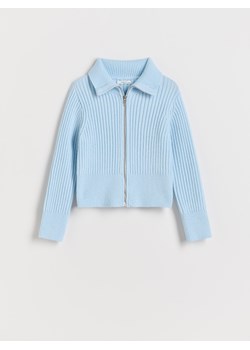 Reserved - Rozpinany sweter w prążki - jasnoniebieski ze sklepu Reserved w kategorii Swetry dziewczęce - zdjęcie 188001477