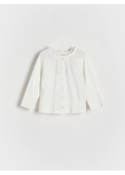 Reserved - Bawełniana koszulka z guzikami - złamana biel ze sklepu Reserved w kategorii Bluzki dziewczęce - zdjęcie 188001628