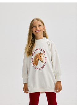 Reserved - Długa bluza z nadrukiem - złamana biel ze sklepu Reserved w kategorii Bluzy dziewczęce - zdjęcie 188001666