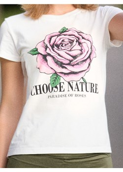 Sinsay - Koszulka z nadrukiem - kremowy ze sklepu Sinsay w kategorii Bluzki damskie - zdjęcie 188001919