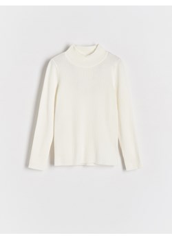 Reserved - Prążkowany sweter z wiskozą - złamana biel ze sklepu Reserved w kategorii Swetry dziewczęce - zdjęcie 188002795