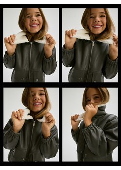 Reserved - Ramoneska z futrzanym kołnierzem - ciemnoszary ze sklepu Reserved w kategorii Kurtki dziewczęce - zdjęcie 188003047