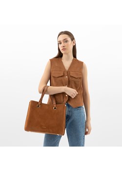Wojas Duża Jasnobrązowa Torebka Damska Z Dwoiny ze sklepu Wojas w kategorii Torby Shopper bag - zdjęcie 188003479