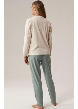 Atlantic długa bawełniana piżama damska NLP-502-ECRC_ZIEJ, Kolor ecru-zielony, Rozmiar M, ATLANTIC ze sklepu Primodo w kategorii Piżamy damskie - zdjęcie 188004455