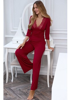 Bordowa piżama damska z długimi spodniami LONG SOFT SKIMS, Kolor bordowy, Rozmiar S, PURE SIN ze sklepu Primodo w kategorii Piżamy damskie - zdjęcie 188004508