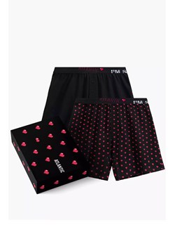 Atlantic 2-pack luźne bokserki męskie 2GMB-011-CZARNY, Kolor czarny-wzór, Rozmiar XL, ATLANTIC ze sklepu Intymna w kategorii Majtki męskie - zdjęcie 188004609