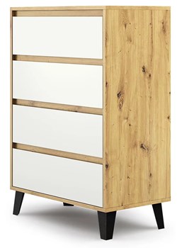 Minimalistyczna komoda na czarnych nóżkach dąb artisan + biały F3-E67 ze sklepu Edinos.pl w kategorii Komody - zdjęcie 188004755
