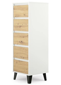 Wąska komoda z 5 szufladami biały + dąb artisan E2-S22 ze sklepu Edinos.pl w kategorii Komody - zdjęcie 188004779