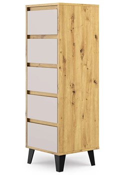 Wąska komoda z szufladami do salonu dąb artisan + kaszmir A5-K03 ze sklepu Edinos.pl w kategorii Komody - zdjęcie 188004798