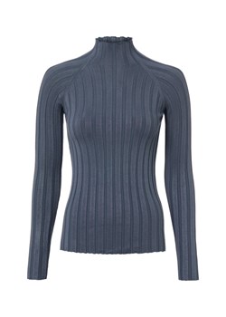 Marie Lund Damska dzianinowa koszulka z długim rękawem Kobiety indygo wypukły wzór tkaniny ze sklepu vangraaf w kategorii Bluzki damskie - zdjęcie 188006256
