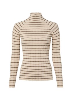 Marie Lund Damska dzianinowa koszulka z długim rękawem Kobiety beżowy w paski ze sklepu vangraaf w kategorii Bluzki damskie - zdjęcie 188006258