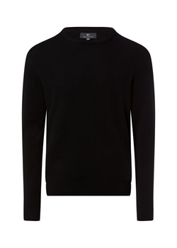 Nils Sundström Męski sweter z dzianiny Mężczyźni Bawełna czarny jednolity ze sklepu vangraaf w kategorii Swetry męskie - zdjęcie 188006279