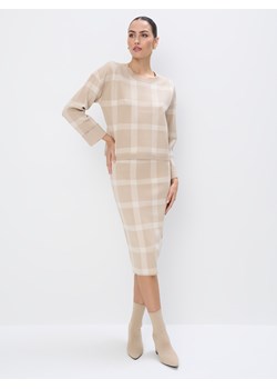 Mohito - Beżowa spódnica midi w kratę - beżowy ze sklepu Mohito w kategorii Spódnice - zdjęcie 188006486