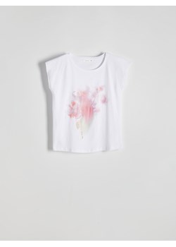 Reserved - T-shrt kimono z nadrukiem - biały ze sklepu Reserved w kategorii Bluzki damskie - zdjęcie 188006669